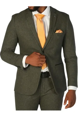 PAUL ANDREW Mens Olive Wool Blend Tweed Formal Blazer - Size 36 (Chest)