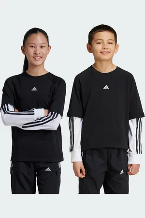 adidas Kids Unisex Street Jam 2-in-1 Long Sleeve Tee - Cotton - Size 7-8Y