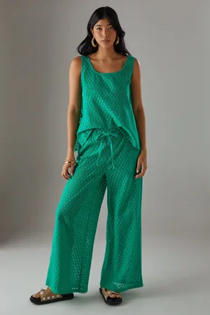 warehouse Womens Crochet Tie Side Tank Top - Cotton - Size 12 UK