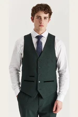 PAUL ANDREW Mens Suit Waistcoat Prince Of Wales Formal - Size 38 (Chest)