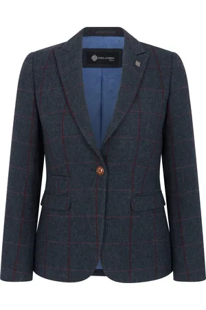 PAUL ANDREW Womens Navy Tweed Tailored Fit Formal Blazer - - Size 20 UK