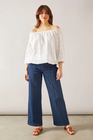 wallis Womens Broderie Puff Sleeve Top - Cotton - Size 20 UK
