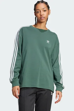 adidas Womens 3-Stripes Long Sleeve Tee - Cotton - Size X-Small