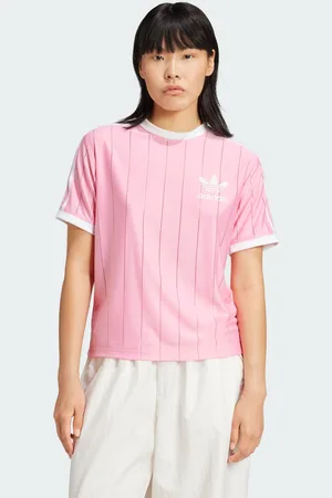 adidas Womens Adicolor 3-Stripes Pinstripe Tee - Recycled Material - Size Small