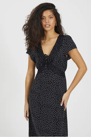 Brave Soul Womens V-Neck Short Sleeve Midi Dress - Size Large