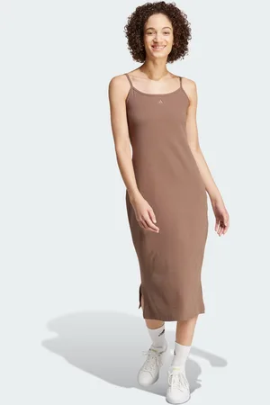adidas Womens ALL SZN Rib Fitted Midi Dress - Cotton - Size Large