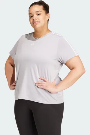 adidas Womens AEROREADY Train Essentials 3-Stripes Tee (Plus Size) - Recycled Material - Size UK 24-26 (Womens)
