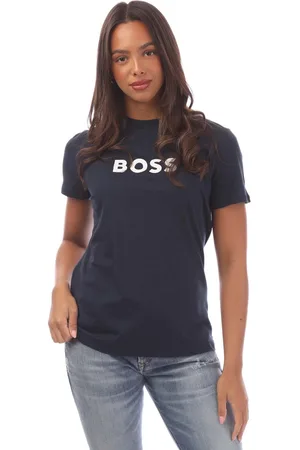 HUGO BOSS Womens C_Elogo Blouse in Cotton - Size Large