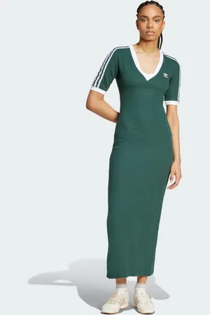 adidas Womens Adicolor 3-Stripes Knit V-Neck Dress - Cotton - Size X-Small