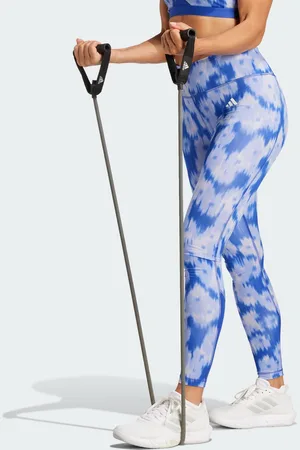 adidas Womens Optime Essentials Allover Print Flower Tie-Dye Leggings - Recycled Material - Size Small
