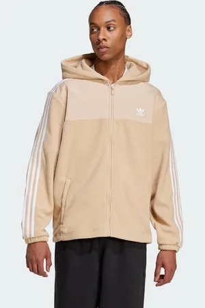 adidas Mens Adicolor 3-Stripes Teddy Fleece Hoodie - Recycled Material - Size Small