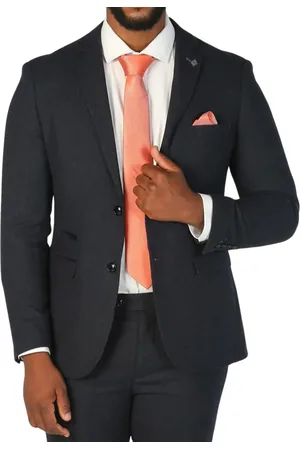 PAUL ANDREW Mens Navy Wool Blend Tweed Formal Blazer - Size 48 (Chest)