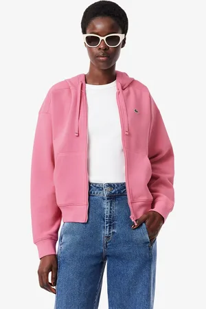 Lacoste Womens Zip-Up Piqué Hoodie in Cotton - Size 6 UK