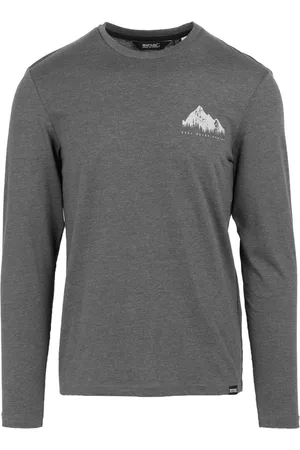 Regatta Mens Maylow Mountain Long-Sleeved T-Shirt (Dark Marl) material_Synthetic - Size Medium