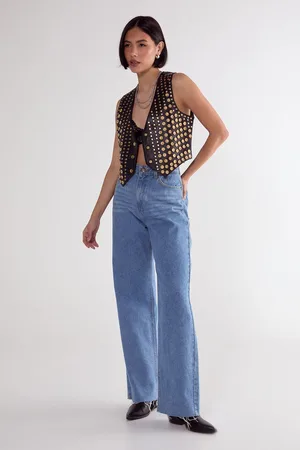 NASTY GAL Womens Real Leather Studded Vest - - Size 14 UK