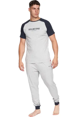 Duck and Cover Mens Vianney Pyjama Set ( Marl) Cotton - Size 2XL