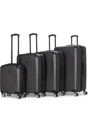 Infinity Unisex Expandable Charcoal Black Hard Shell ABS 8 Wheel Luggage Travel Cabin Holiday Bags Suitcase Set - - One Size