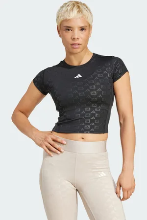 adidas Womens Hyperglam Training Emboss Tee - Recycled Material - Size Large