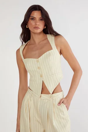 NASTY GAL Womens Butter Pinstripe Tailored Vest - - Size 16 UK