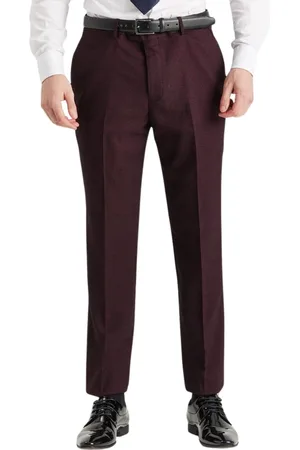 PAUL ANDREW Mens Wine Suit Trouser Prince Of Wales Formal - - Size 34 (Waist)