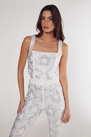 NASTY GAL Womens Tailored Star Diamante Corset Top - - Size 10 UK