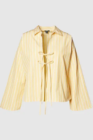 NASTY GAL Womens Plus Cotton Stripe Tie Front Wide Cuff Shirt - - Size 16 UK