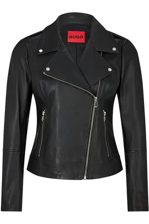 HUGO BOSS Womens Larella Leather Jacket in - Size 8 UK