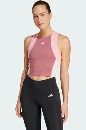 adidas Womens TECHFIT Colorblock Training Crop Tank Top - Recycled Material - Size Large