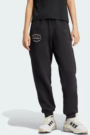 adidas Womens Signature Graphic Print Fleece Loose Pants - Cotton - Size X-Small