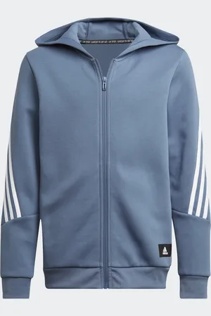 adidas Childrens Unisex Future Icons 3-Stripes Full-Zip Hoodie - Cotton - Size 7-8Y