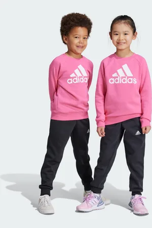 adidas Kids Unisex Essentials Logo Fleece Jogger Set - Cotton - Size 7-8Y
