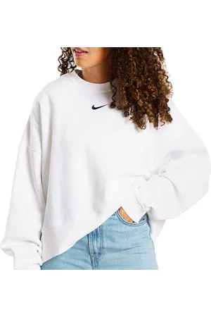 Nike Womens Black Swoosh Logo Oversized Box Fit Sweatshirt Cotton - Size Large