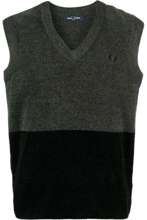 Fred Perry Mens Field Green Colour Block Chenille Tank Top Vest - - Size 2XL