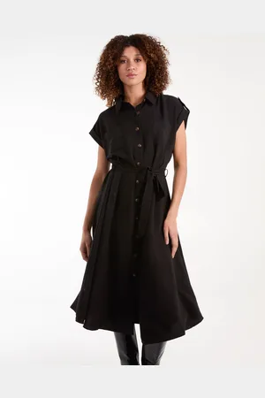 Blue Vanilla Womens Button Front Midi Utility Shirt Dress - - Size Small