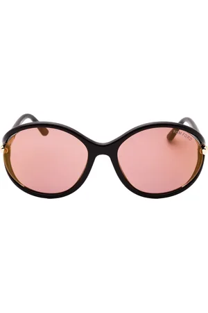 Tom Ford Womens Shiny Dark Frame Rose Lens Sunglasses - One Size