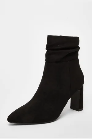 Quiz Womens Faux Suede Ruched Ankle Boots material_polyester - Size UK 6