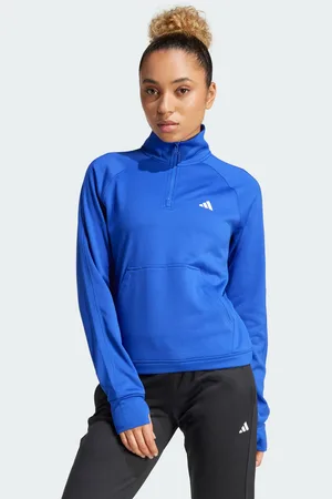 adidas Womens Aeroready Game & Go Quarter-Zip Fleece Top - Recycled Material - Size Small