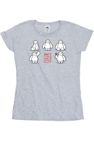 Disney Womens/Ladies Big Hero 6 Baymax Many Poses Cotton T-Shirt (Sports Grey) - - Size Large
