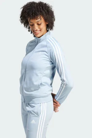 adidas Womens Primegreen Essentials Warm-Up Slim 3-Stripes Track Jacket - recycled_material - Size Large