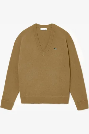 Lacoste Womens Relaxed Fit V-Neck Wool Cardigan in - Size 8 UK