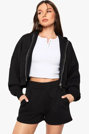 Boohoo Womens Boxy Balloon Sleeve Oversized Zip Through Hoodie - Cotton - Size Medium