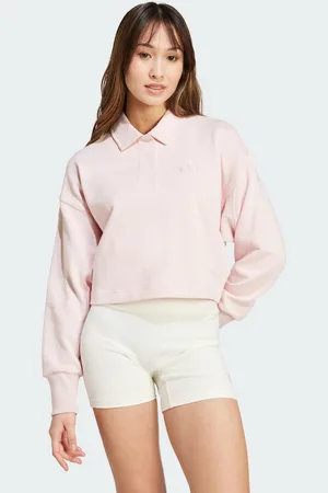 adidas Womens ALL SZN French Terry Polo Sweatshirt - Cotton - Size Small