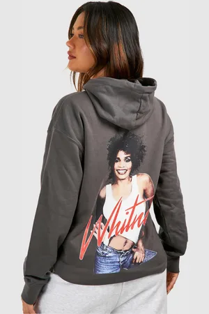 Boohoo Womens Whitney Houston Licence Printed Oversized Hoodie - Cotton - Size X-Small