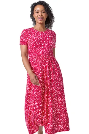 Roman Womens Petite Spot Print Stretch Midi Dress - - Size 16 UK