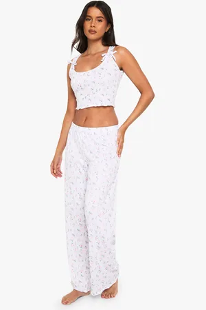 Boohoo Womens Pink Floral Print Vest & Trousers Pyjama Set - - Size 14 UK