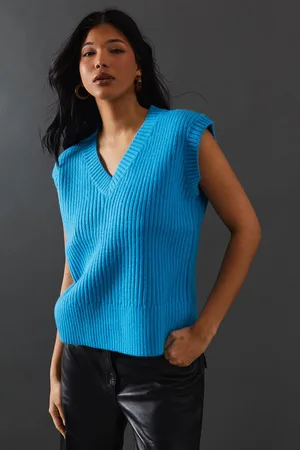 warehouse Womens V Neck Knitted Vest - - Size Small