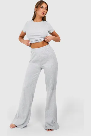 Boohoo Womens Loungewear Premium Rib Flared Trousers - - Size 10 UK
