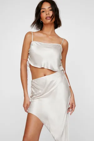 NASTY GAL Womens Metallic Satin Cami Top Co-ord - - Size X-Small