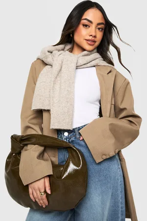 Boohoo Womens Textured Patent Knot Detail Grab Bag - - One Size