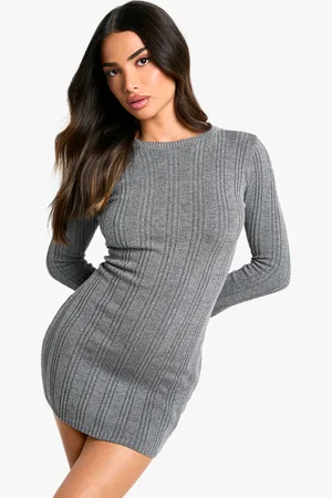 Boohoo Womens Petite Ribbed Flare Knitted Dress - - Size Small